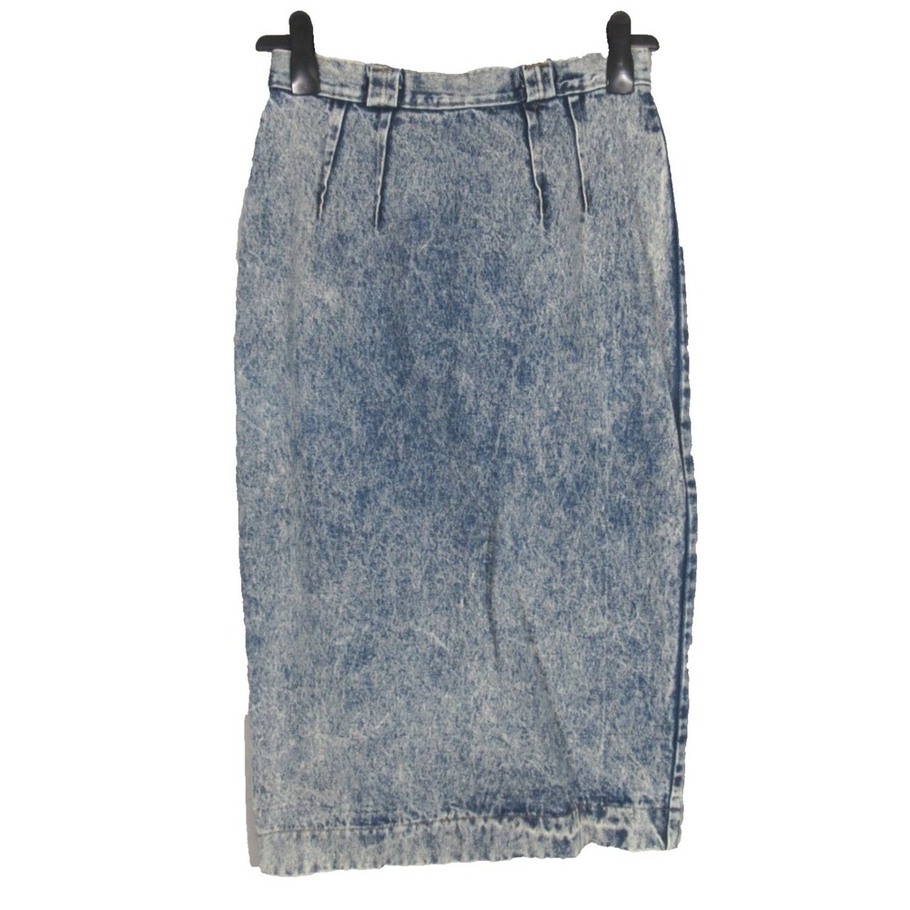 Vtg VENEZIA Original ACID WASHED Denim Pleated Blue Jean Skirt (12) 27"Waist, M